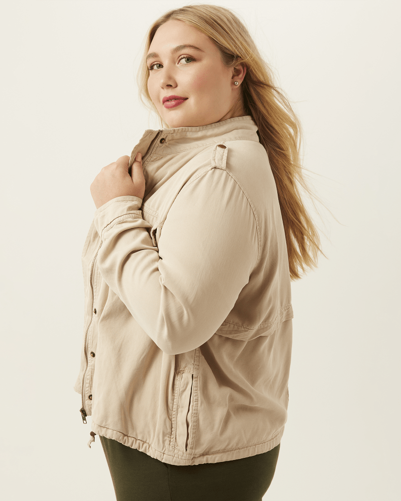Plus size cheap tan jacket